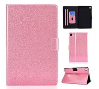 LMFULM® Custodia per Lenovo Tab M10 di terza generazione TB-328F (10,1 pollici), custodia protettiva in pelle PU con supporto Sleep/Wake Shining Flip Cover Glitter Sparkle Rosa
