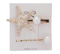 LMHHMIN 2 Pezzi Clip di Stelle Marine di False Perle Set Frangetta Laterale Copricapo Accessori per Capelli Mollette per Ragazze Donne (Bianca)