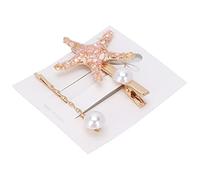 LMHHMIN 2 Pezzi Clip di Stelle Marine di False Perle Set Frangetta Laterale Copricapo Accessori per Capelli Mollette per Ragazze Donne (Rosato chiaro)