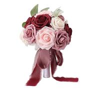 LMHHMIN Bouquet da sposa Fiori dai colori vivaci, romantici fiori fatti a mano, eleganti, per feste, uffici, negozi, giardini (Stile sposa 26x20 cm/10,23x7,87 pollici C)