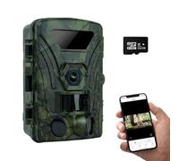LMHOME Telecamera selvatica 8K, Wi-Fi, 60 MP, Full HD, con app di trasmissione del cellulare, telecamera a infrarossi per animali selvatici con scheda SD da 32 G, sensore di movimento, visione
