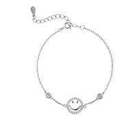 LMJNL Bracciale a Catena con Faccina Sorridente in Argento con Micro zircone in Argento per Le Donne Gioielli Coreani semplici per Tutti i abbinamenti