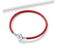 LMJNL Bracciale a Catena in Pelle per Gioielli in Argento con Perline Adatto per Il Regalo Originale del Partito di Fascino d'Argento