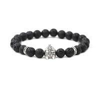 LMJNL Bracciale Elmo da Gladiatore Guerriero Spartano Cavaliere Romano Bracciale da Uomo con Perline in Pietra Naturale da 8 mm per Gioielli da Uomo Regalo per Feste