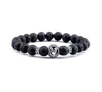 LMJNL Pietra lavica Naturale 26 Lettere ID Bracciale per Donna Uomo Coppia Gioielli Nome Amicizia ID Iniziale Bracciale con Perline Bambini Famiglia Regalo Fai da Te