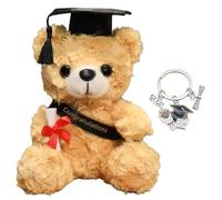 LMJOPYQ 2 pezzi regalo per addio al celibato, regalo per esami, orsacchiotto con cappello da dottore, decorazione per laurea 2026, set regalo con portachiavi
