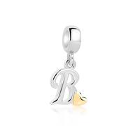 LMLMECREA Ciondolo da donna in argento sterling 925 con cuore giallo e lettera A, regalo personalizzabile, adatto per braccialetti e collane europei, Argento sterling, Zirconia cubica