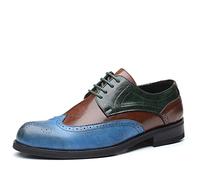 LMLTOP Abito Oxford Scarpe Formali da Uomo Stringate Brogue Bicolore Punta ad Ala in Rilievo Scarpe Derby Pelle PU Tacco Largo Antiscivolo
