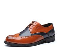 LMLTOP Abito Oxford Scarpe Formali da Uomo Stringate Brogue Bicolore Punta ad Ala in Rilievo Scarpe Derby Pelle PU Tacco Largo Antiscivolo