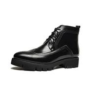 LMLTOP Stivaletti da uomo Indossabili Derby antiscivolo resistenti Brogue intagliato Punta dell'ala Altezza crescente Ascensore PU Classico casual (Color : Nero, Size : 43 EU)