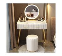 LMMIAOZ Moderno Set da Trucco con Piano in Marmo Bianco, toletta con Specchio, Elegante comò da Camera da Letto, Sgabello per Il Trucco Incluso, Elegante postazione per Il Trucco