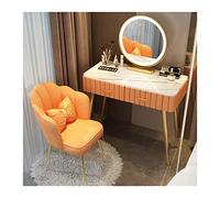 LMMIAOZ Moderno Set da Trucco con Specchio, Elegante cassettiera per Camera da Letto, Semplice Piano in Marmo, Tavolo da Trucco con Sgabello, Elegante scrivania per Trucco per l'