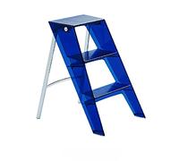 LMMIAOZ Scala Pieghevole Portatile a Tre gradini, Piattaforma Trasparente Multiuso per esporre vasi di Piante in Ufficio, Sgabello Blu