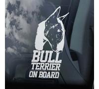 LMMIXEE Adesivi Bull Terrier on Board Decalcomania per finestrino auto decalcomania inglese Bully Brindle Dog Sign Decal Dog Mom Dad Vinyl Die Cut Decals Funny Dog Bumper Stickers Bull Terrier Gift
