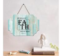 LMMIXEE Cartello in legno con scritta in lingua inglese "We Walk by Faith Not by Sight" con versi della Bibbia, in legno, decorazione da parete rustica, per cucina, camera da letto, soggiorno, atrio