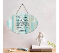 LMMIXEE Targa rustica in legno con scritta in lingua inglese "Il Signore combatterà la battaglia" con scritta in lingua inglese "The Lord Shall Fight Your Battle", decorazione da parete per casa, bar