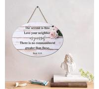 LMMIXEE The Second Is This 'Love Your Neighbor As YourelfVintage Scripture Cartello in legno Decorazioni da parete per soggiorno rustico Wall Art Kitchen Sign 15,2 x 25,4 cm