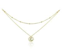 LMMSHA 925 Sterling Oro Vintage Double Strati di Girocollo a Ciondolo per Donne in Argento Gioiello Raffinato