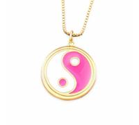 LMMSHA Accessori Ragazze Fashion Tai Ji Yin Yang per Donne e Uomini, Classico 4 Colori Gioielli a Sospensione Rotonda, Collana di Amicizia da Festa