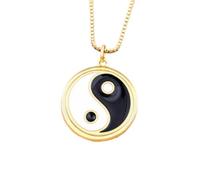 LMMSHA Accessori Ragazze Fashion Tai Ji Yin Yang per Donne e Uomini, Classico 4 Colori Gioielli a Sospensione Rotonda, Collana di Amicizia da Festa