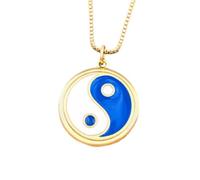 LMMSHA Accessori Ragazze Fashion Tai Ji Yin Yang per Donne e Uomini, Classico 4 Colori Gioielli a Sospensione Rotonda, Collana di Amicizia da Festa