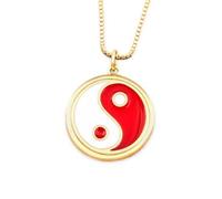 LMMSHA Accessori Ragazze Fashion Tai Ji Yin Yang per Donne e Uomini, Classico 4 Colori Gioielli a Sospensione Rotonda, Collana di Amicizia da Festa