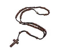 LMMSHA Accessorio Argento Sterling Religioso per Donne e Uomini - Originale rudraksha in Meditazione Set, Collana a Croce Perline di Rosario