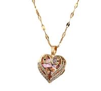 LMMSHA Accessorio Geometric Pave Cocklace for Women, Shining Rhinestone Heart Necklace - Collana a pavimentazione Zircon