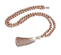 LMMSHA Accessorio Sterling Religious per Donne e Uomini - Negota Set annodata con Perline di rudraksha Originale, Collana a Croce Rosario