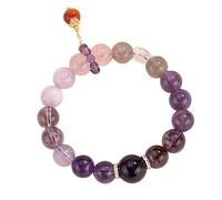 LMMSHA Bracciale Feng Shui, Braccialetto di Viola Feng Shui Bracciale di ricchezza Nine-Viola Fuoco Luck Ametista Kunzite Lavender Jade Multi-Gem Chakra Bilanciante Bracciale di Quarzo Bracciale