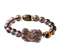 LMMSHA Bracciale Feng Shui, Feng Shui Black Obsidian Bracciale Ice Seme Obsidian Heart Coppia Bracciale Sutra Attira la ricchezza per buona Fortuna Coraggio Lucky Wealth (Nero, 12mm)