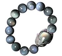 LMMSHA Bracciale Feng Shui, Feng Shui Wealth Bracciale Rainbow Obsidiano Bracciale Grande Testa Fox God God Lucky Charm Crystal Bracciale Chakra Quarzo Amulet Talisman per Amore Moneta Moneta Luck