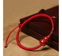 LMMSHA Bracciale Feng Shui, Feng Shui Wealth Wu Lou Bracciale Cinnabar Gold Red String Bracciale Intrecciato Bracciale Regolabile Gioiello Fortunato Amulet Talisman per la prosperità Moneta Luck (B)