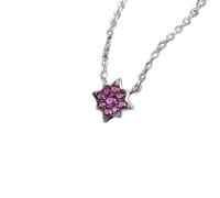 LMMSHA Collana con Ciondolo con Rubino Rosso per Donna, Regalo di Gioielli con Pietre preziose, Lunga 45 cm