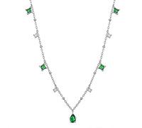 LMMSHA Crystal Heart Cryn Silver Green Zircone Necklace Women squisite Gold Cnecklace The for Women/Silver Color