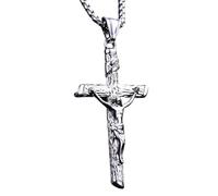 LMMSHA Girl Sterling Silver Saint Benedetto Necklace Religiosa Cristo con su essa - Cattolico Amuleto Crocifisso Ciondolo Uomini, Collana di Gesù Cross per