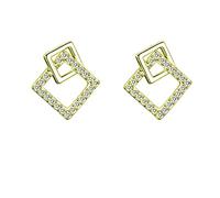 LMMSHX Orecchini a Bottone Quadrati Doppi con Incastro Geometrico in Argento Sterling S925