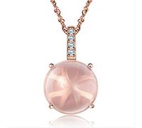 LMMSHX Quartz 925 Colora di Colore Rosa per Donne Dono Femminile a Sospensione Rotonda