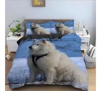 LMMSMGS Copripiumino Matrimoniale Malamute dell'Alaska Copripiumino Matrimoniale 260x240 Stampato in 3d Biancheria da Letto con Cerniera in Morbida Microfibra e 2 Federe 50x80 cm