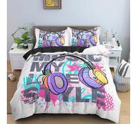 LMMSMGS Copripiumino Singolo Bambini Bambina Musica Copripiumino 150x200 Stampato in 3d Biancheria da Letto con Cerniera in Morbida Microfibra e 1 Federe 50x80 cm