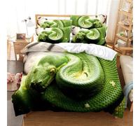 LMMSMGS Copripiumino Singolo Bambini Bambina Serpente verde Copripiumino 135x200 Stampato in 3d Biancheria da Letto con Cerniera in Morbida Microfibra e 1 Federe 50x80 cm
