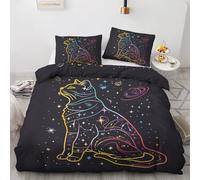 LMMSMGS Copripiumino Singolo Bambini Bambina Spazio Gatto Copripiumino 150x200 Stampato in 3d Biancheria da Letto con Cerniera in Morbida Microfibra e 1 Federe 50x80 cm