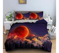 LMMSMGS Copripiumino una Piazza e Mezza Luna piena Copripiumino 200x200 Stampato in 3d Biancheria da Letto con Cerniera in Morbida Microfibra e 2 Federe 50x80 cm