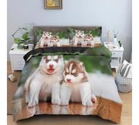 LMMSMGS Copripiumino una Piazza e Mezza Malamute dell'Alaska Copripiumino 200x200 Stampato in 3d Biancheria da Letto con Cerniera in Morbida Microfibra e 2 Federe 50x80 cm