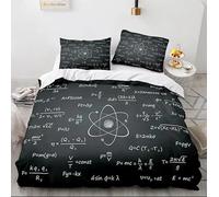 LMMSMGS Copripiumino una Piazza e Mezza Matematica Copripiumino 200x200 Stampato in 3d Biancheria da Letto con Cerniera in Morbida Microfibra e 2 Federe 50x80 cm