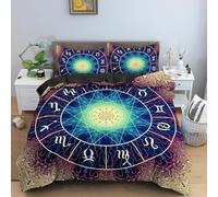 LMMSMGS Copripiumino una Piazza e Mezza Oroscopo Copripiumino 200x200 Stampato in 3d Biancheria da Letto con Cerniera in Morbida Microfibra e 2 Federe 50x80 cm