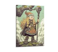 LMMZPUD Poster decorativo da parete su tela, motivo: ragazza druida dei cartoni animati, poster decorativo moderno per camera da letto, 60 x 90 cm