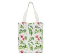 LMNGH Borsa tote riutilizzabile con fiori acquerello borsa della spesa borsa della spesa in tela con tasca interna per le donne, Piante a foglia verde, 32x38cm