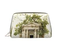 LMNUDS Antico edificio con ramo d'ulivo romano e borsa da toilette greca pronta per il viaggio, organizer compatto per trucco per le donne, Oro, Taglia unica