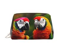 LMNUDS Borsa da toilette pronta da viaggio con pappagalli colorati sull'albero, organizer compatto per trucco per le donne, Oro, Taglia unica